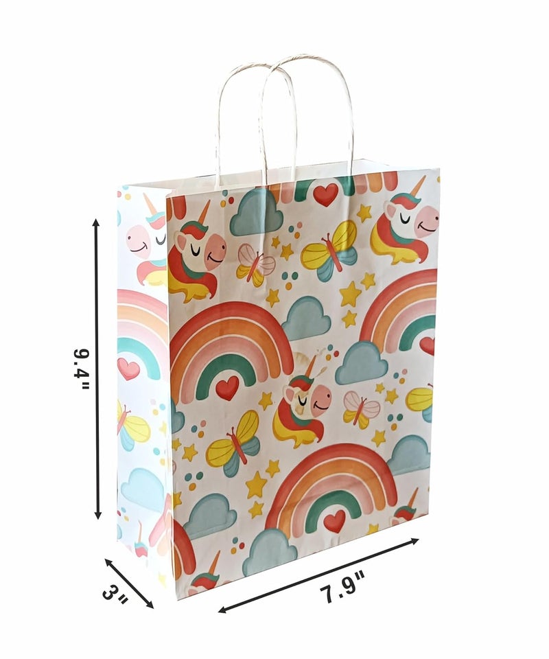 Omnipresent Pack 90 Gsm Rainbow Unicorn Printed Small Paper Gift Bags Set Of 50 Ideal For Birthday Return Gifts Kids Party GiftingSize 94X79X3 Inch Multicolor - Image 2