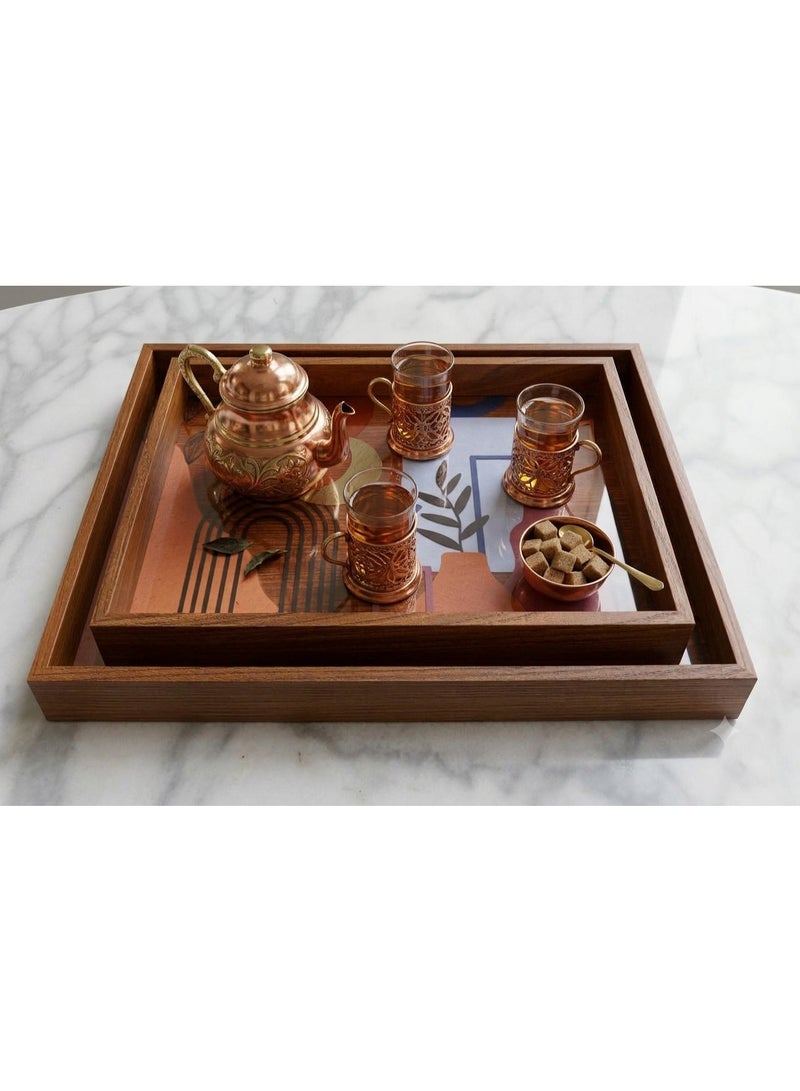 Set Of 2 Pcs Serving Trays - Natural Bamboo wood - Image 1