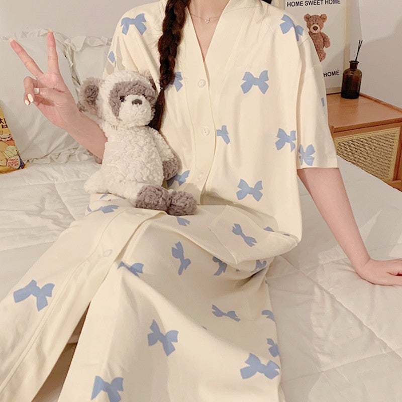 Summer Maternity Pajama Dress with Nursing Bra 58006 butterfly princess [with chest pad]]