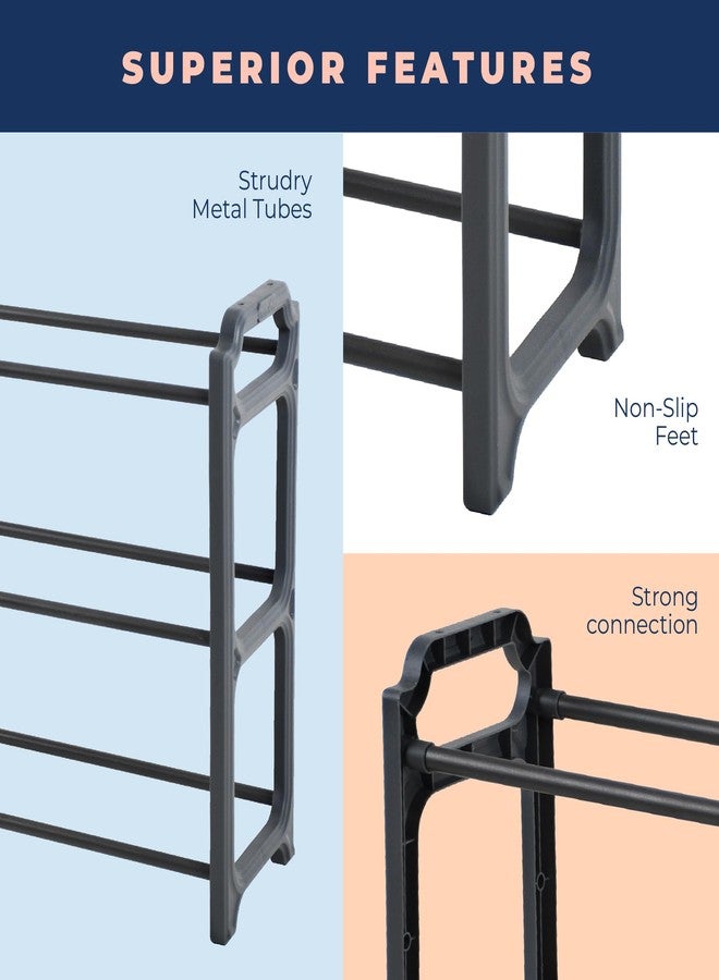 Happhom 3-Tier Expandable Shoe Organizer - Space Saver Shoe Shelf with Smart Design for Closet, Entryway and Small Spaces, Dark Grey (CSR-01) - Image 4