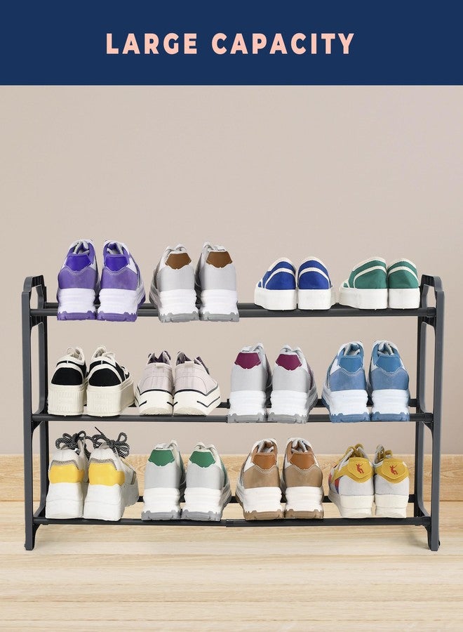 Happhom 3-Tier Expandable Shoe Organizer - Space Saver Shoe Shelf with Smart Design for Closet, Entryway and Small Spaces, Dark Grey (CSR-01) - Image 2