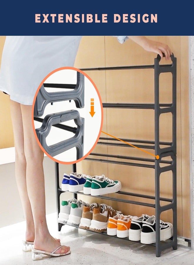 Happhom 3-Tier Expandable Shoe Organizer - Space Saver Shoe Shelf with Smart Design for Closet, Entryway and Small Spaces, Dark Grey (CSR-01) - Image 5