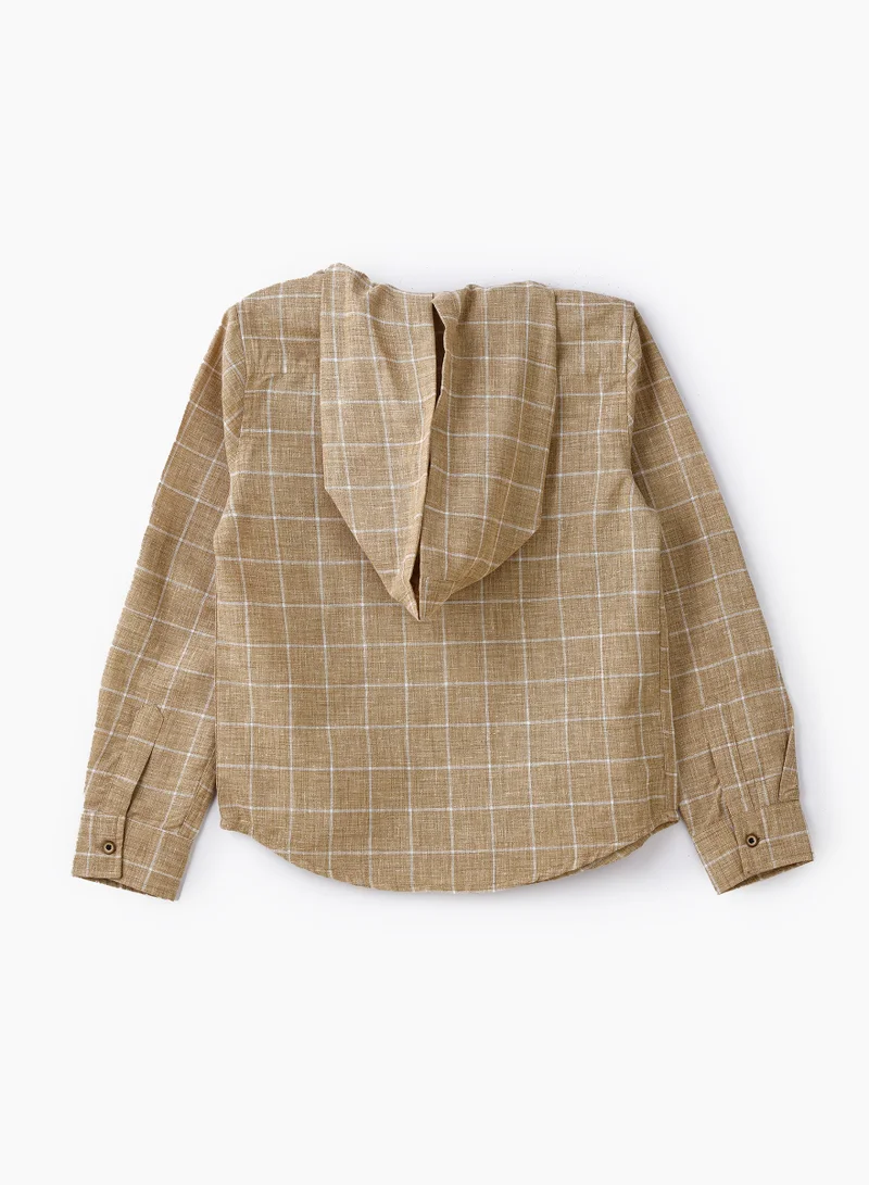 JAM Boys Woven Cotton Hooded Checkered Shirt