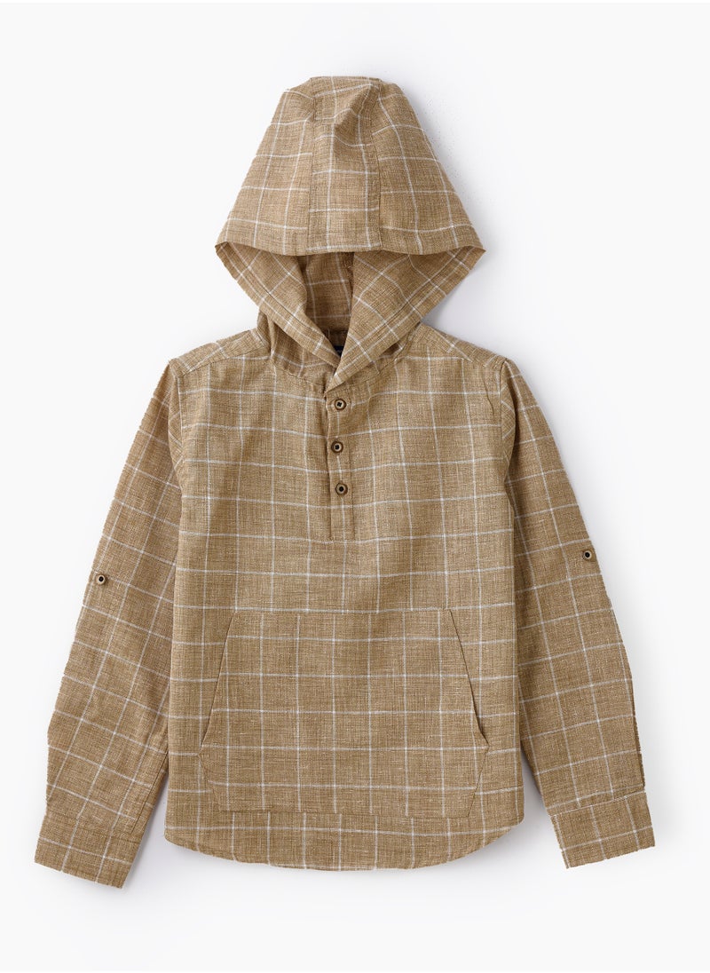 JAM Boys Woven Cotton Hooded Checkered Shirt  - Image 1