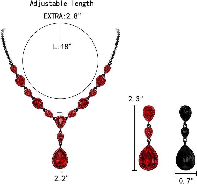 EleQueen Women's Cubic Zirconia Teardrop Y-Necklaces Dangle Earrings Jewelry Sets for Brides Bridesmaids - Image 4