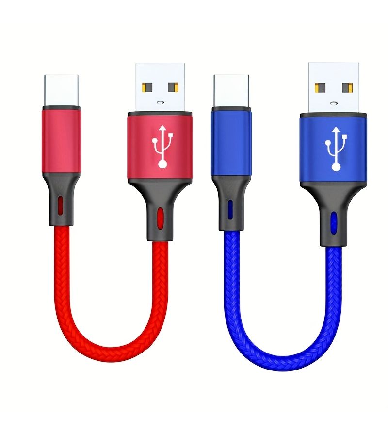 Red Silvery 0 25m Ultra Short Fast Charging Cable USB To Type C Nylon Braided Mobile Data Cable For Type C Charging Supporting Data Transmission Function - Image 5
