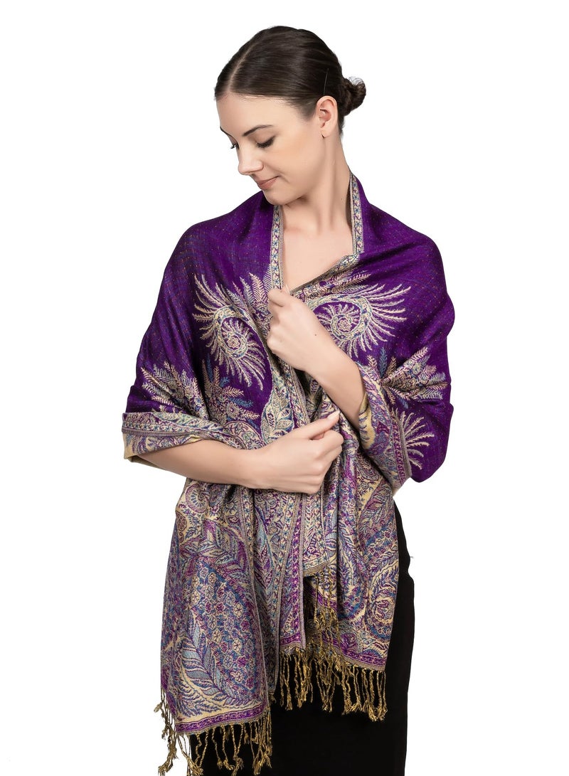 Elegant Double-Layer Jacquard Paisley Pashmina Shawl Wrap Scarf for All Occasions - Image 3