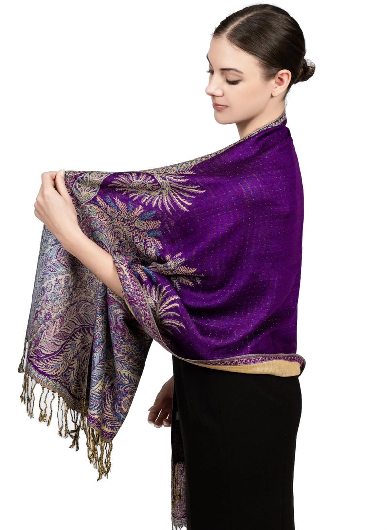 Elegant Double-Layer Jacquard Paisley Pashmina Shawl Wrap Scarf for All Occasions - Image 4