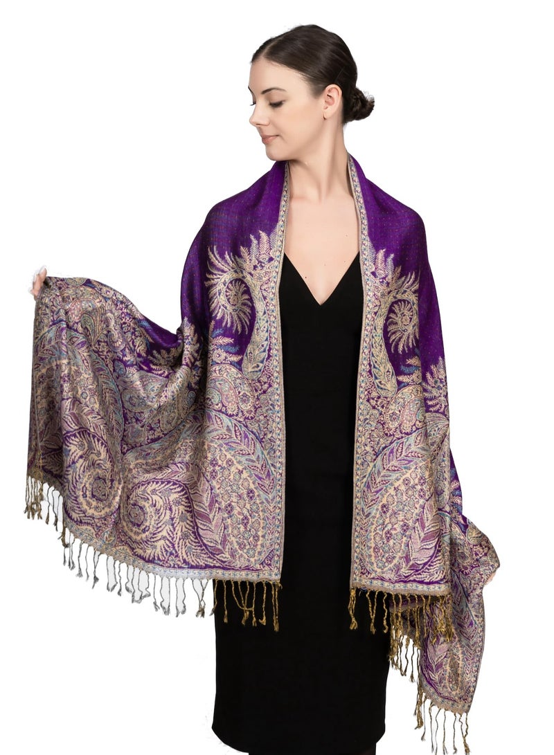 Elegant Double-Layer Jacquard Paisley Pashmina Shawl Wrap Scarf for All Occasions - Image 2