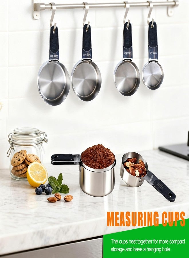 DOTINGHUX Magnetic Handles 7 Piece Stainless Steel Measuring Cups, Black, Kitchen Gadgets for Measure Liquid and Dry Ingredients, Cooking & Baking - Image 2