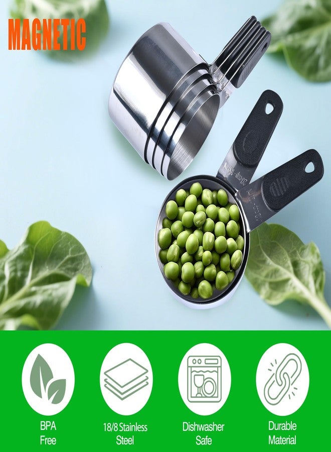 DOTINGHUX Magnetic Handles 7 Piece Stainless Steel Measuring Cups, Black, Kitchen Gadgets for Measure Liquid and Dry Ingredients, Cooking & Baking - Image 5