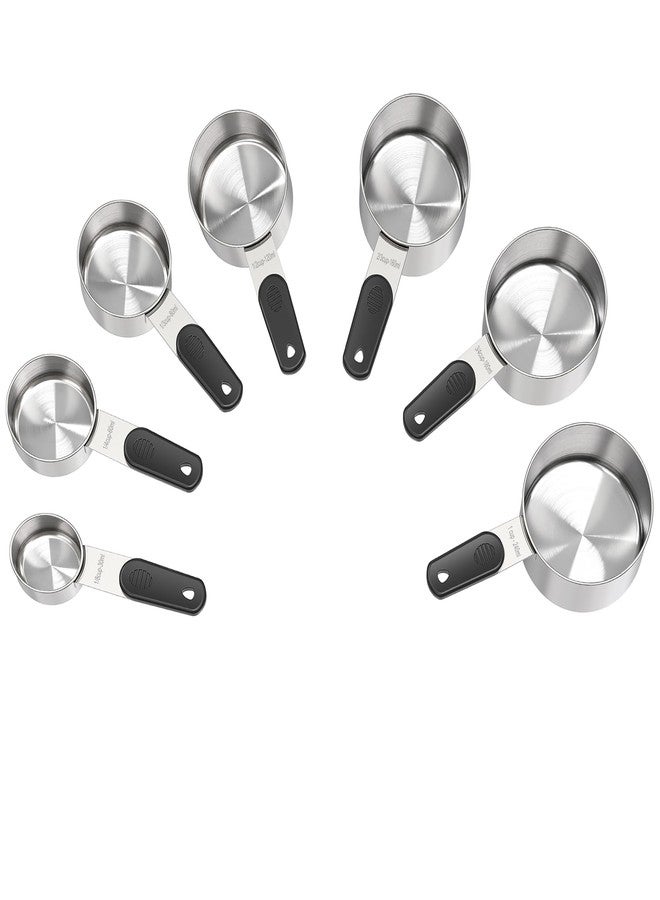 DOTINGHUX Magnetic Handles 7 Piece Stainless Steel Measuring Cups, Black, Kitchen Gadgets for Measure Liquid and Dry Ingredients, Cooking & Baking - Image 4