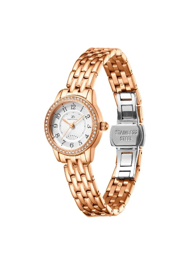 كينيث سكوت Women's Analog Display Watch With Rose gold Stainless Steel Strap - K25511-RBKW