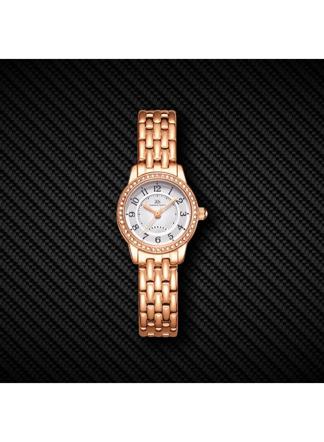 كينيث سكوت Women's Analog Display Watch With Rose gold Stainless Steel Strap - K25511-RBKW