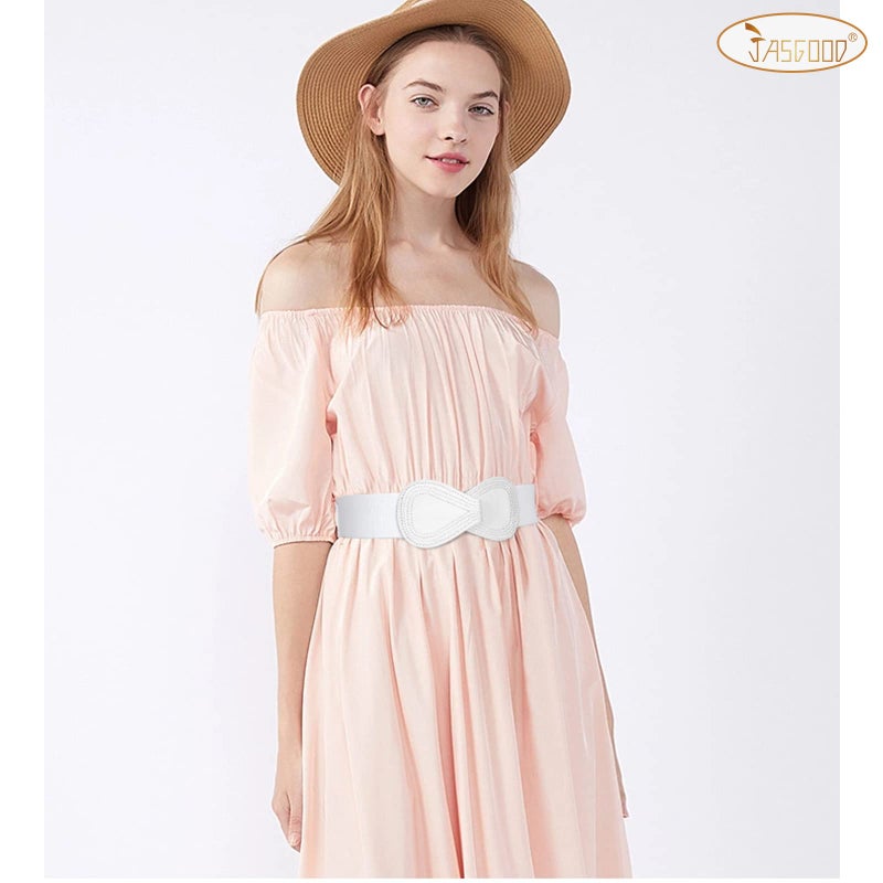 JASGOOD Women Stretchy Belt for Dresses Vintage Elastic Wide Waist Belt - Image 5
