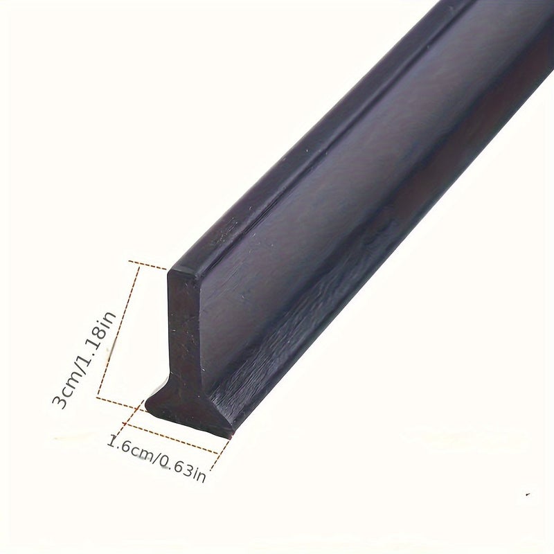 Foldable Silicone Bathroom Threshold Water Guard Door Wind Stopper Seal Strip Baffle Bendable Water Barrier Black 39.37 inch - Image 1