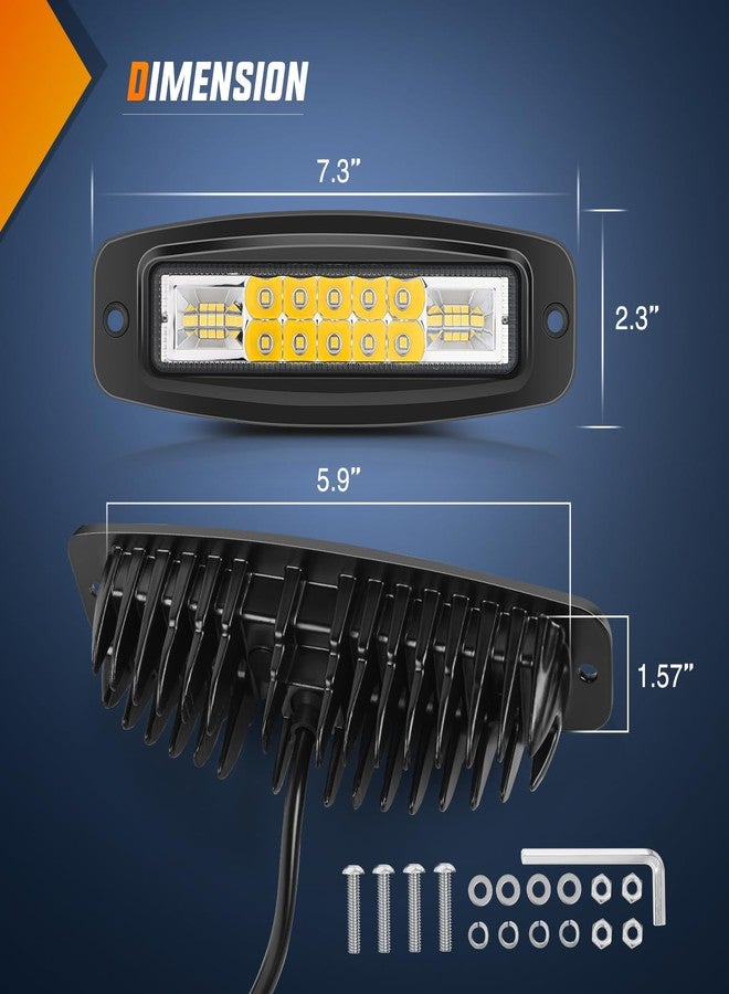 Nilight Flush Mount LED Pods 2PCS 6 Inch 60W LED Work Light Flood Spot Beam Combo Backup Driving Lights Fog Lamp Reverse Grill Mount Lighting for Offroad 4x4 Truck SUV - Image 2