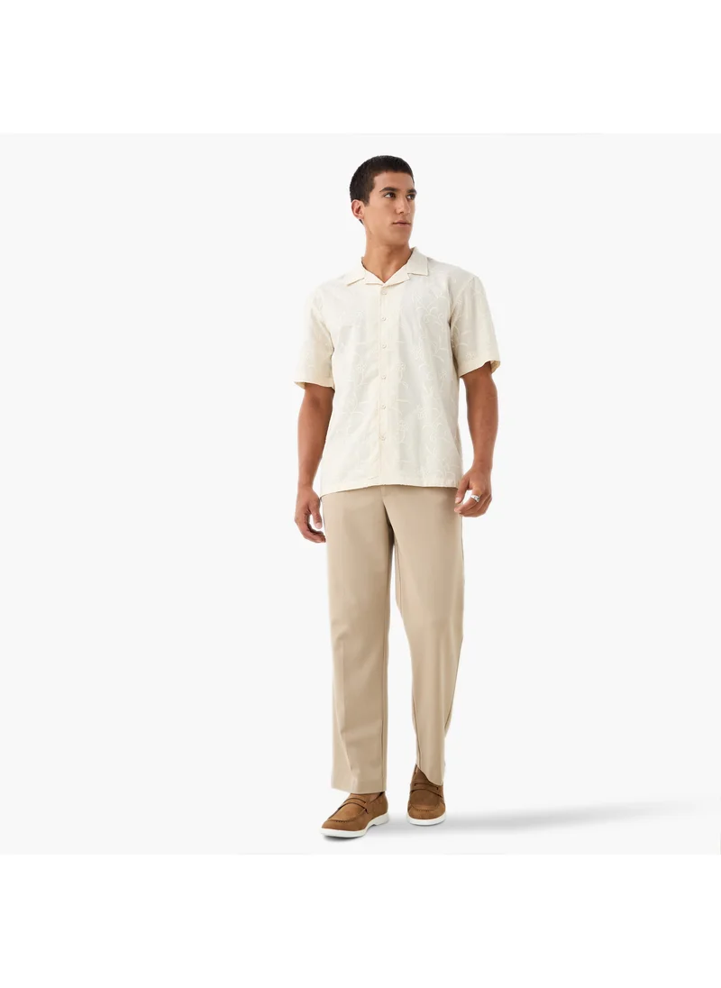 ايكونيك Iconic All-Over Embroidered Camp Collar Shirt