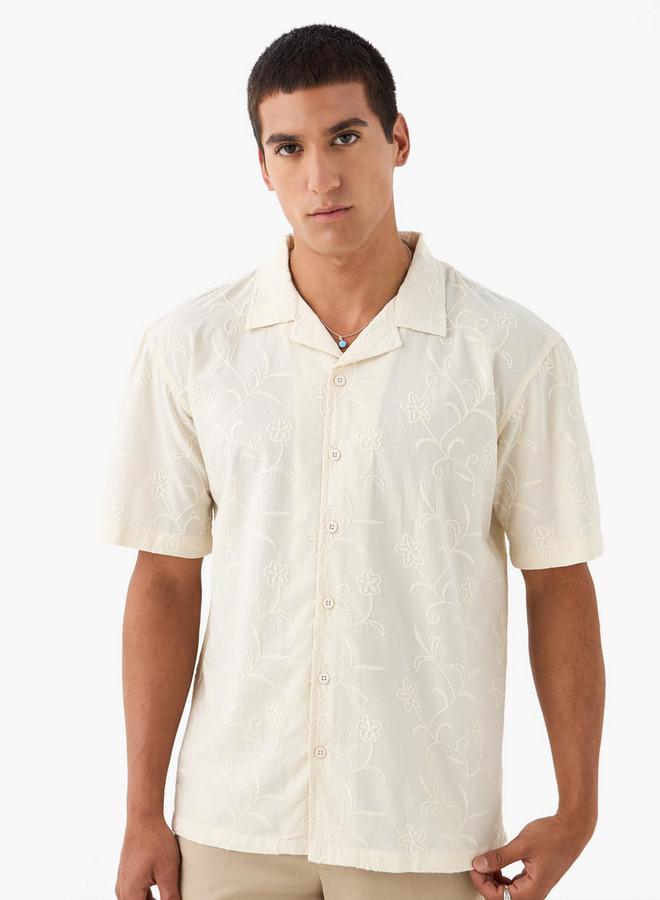 ايكونيك قميص كامب كولار مطرز بالكامل - Image 1