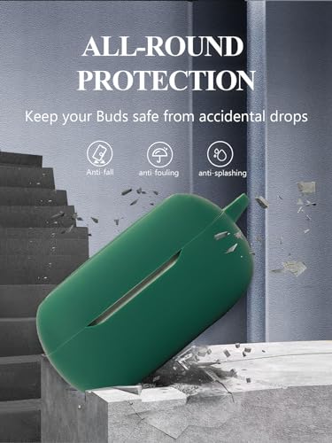 WUNIAK Case for JBL Live Beam 3/ Buds 3/ Flex 3 Earbuds, Soft Silicone Protective Portable Scratch Shock Resistant Compatible with Shell with Cleaner Kit & Carabiner & Lanyard,Green - Image 5