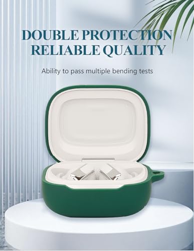 WUNIAK Case for JBL Live Beam 3/ Buds 3/ Flex 3 Earbuds, Soft Silicone Protective Portable Scratch Shock Resistant Compatible with Shell with Cleaner Kit & Carabiner & Lanyard,Green - Image 3