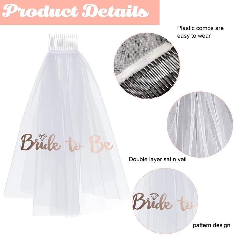 ZIBUYU® pcs Bride to Be Decoration Set, Rose Gold Bachelorette Party Decorations Hen Party Bride to Be Decoration Set Combo Bridal Shower Decorations Kit Accessories -Sash, Veil, Headband, Stickers. - Image 3