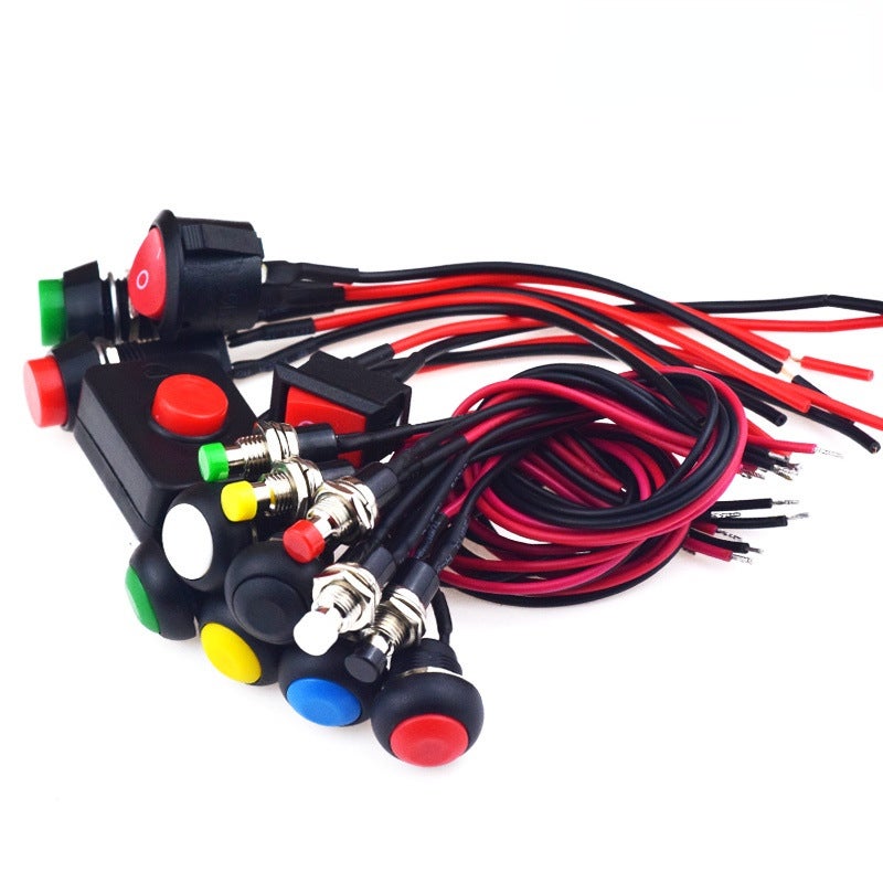 Switch Button Small Switch Small Car Circuit Day Running Light Horn Electric Appliance Mini Boat Shape Boat Shape Round Belt Line - Image 2