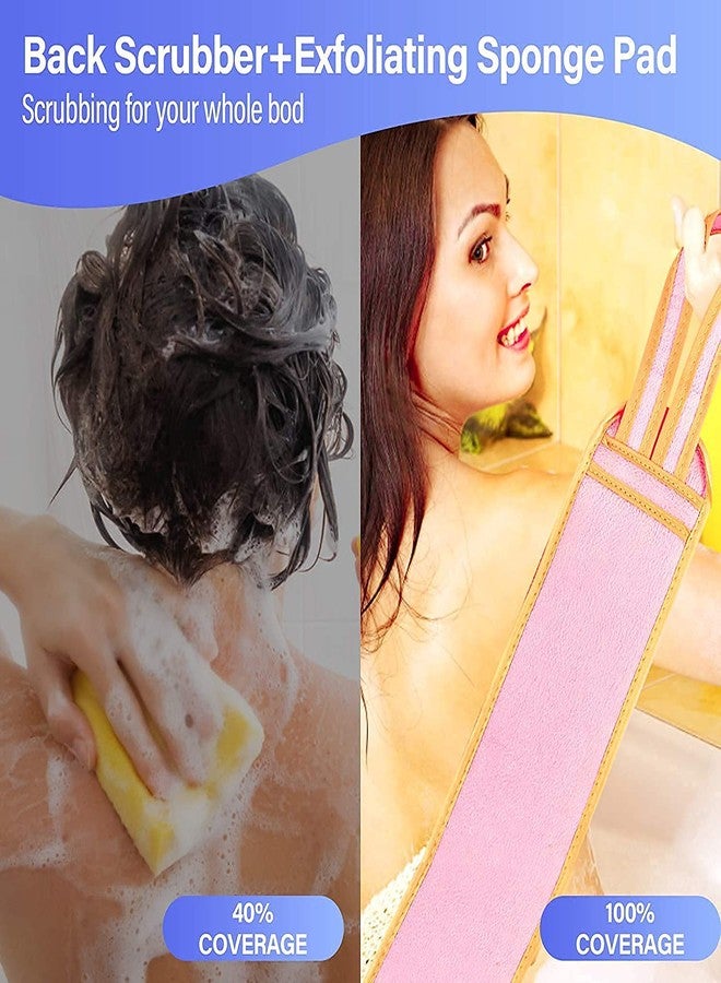 SNNP 3PCS Bathing Exfoliating Set Back Scrubber,Sponge Loofah Ball,Loofah Glove|Double Side Scrubbing Strap|Dead Skin Remove Body Scrubs for Men&Women for Skin Deep Cleaning (Random Color) (Pack of 1) - Image 4