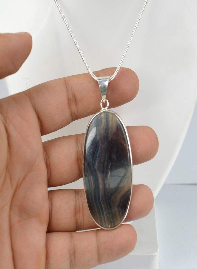 Crystu AAA Mulit Fluorite Pendant Natural Crystal Stone Pendant/Locket with Metal Chain for Reiki Healing and Crystal Healing Gemstone for Unisex (Color : Multi) - Image 5