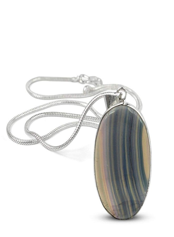 Crystu AAA Mulit Fluorite Pendant Natural Crystal Stone Pendant/Locket with Metal Chain for Reiki Healing and Crystal Healing Gemstone for Unisex (Color : Multi) - Image 2
