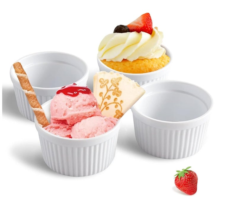 RAHAS Ceramic Ice Cream Bowl Set of 6 Dessert Bowl 100 ml White - Image 1