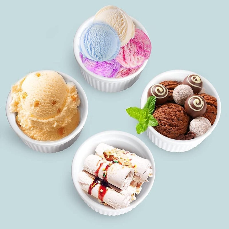 RAHAS Ceramic Ice Cream Bowl Set of 6 Dessert Bowl 100 ml White - Image 3