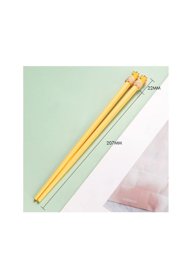 Excefore - Chopsticks for Kids, 3 Pairs Kids Students Lightweight Chopstick, Cute with Dinosaur Head, Non-Slippery Indented Tips, Easy to Use and Clean, 8.1"/207mm Long - Image 1