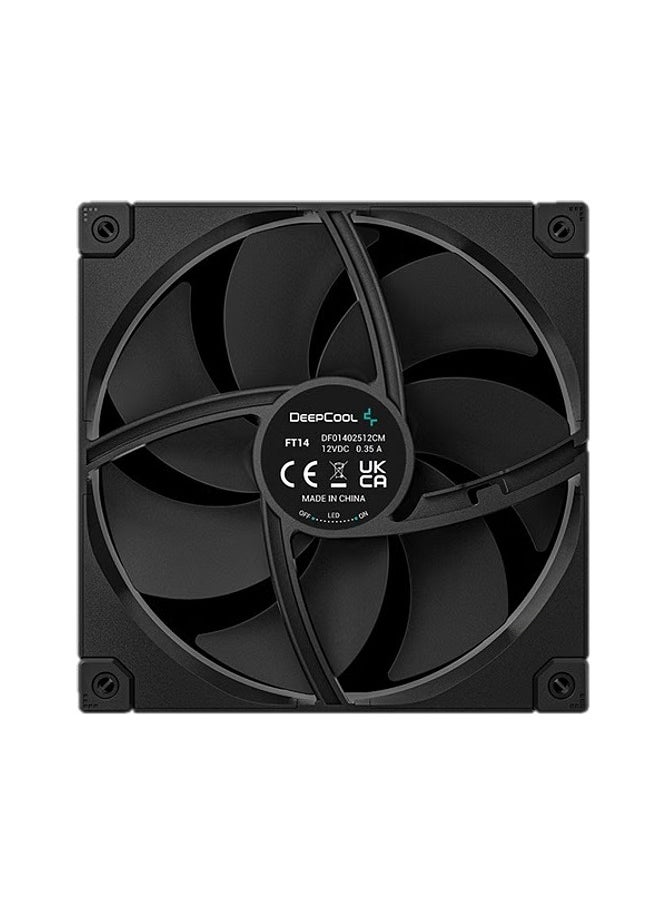 DEEPCOOL - FT14 140mm Black Single Fan – High-Performance PWM Cooling, Fluid Dynamic Bearing, Silent Operation, Superior Airflow for Cases & Radiators - Image 1