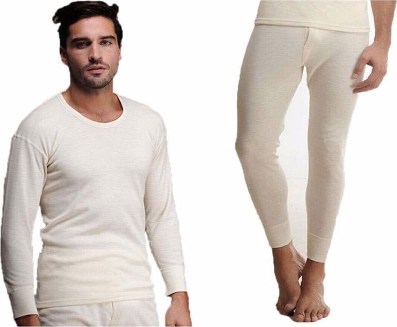 Hasyün Men's 100% Wool Long Sleeve Undershirt Tights Underwear Set 1002 - 1001- 1 Set  - Image 1