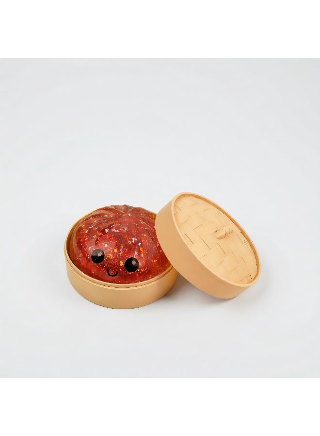 QITAI Glitter Dumpling, Glitter Dumpling Squishy with Box, Dumplings Sensory Squeeze Toy for Stress Relief (Red) - Image 4