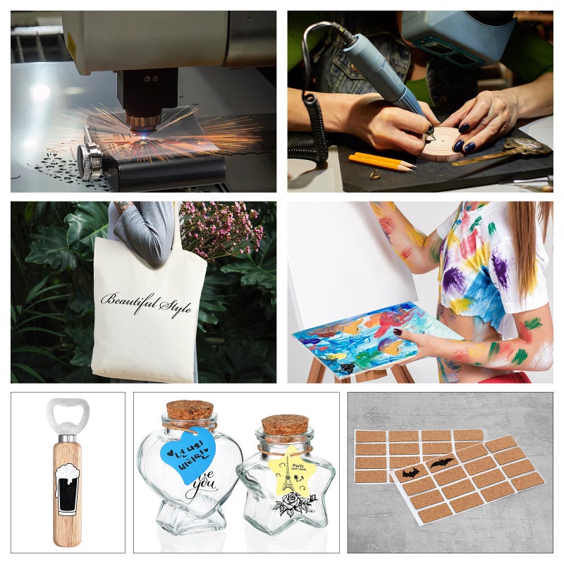 Dunzoom 257 Pcs Laser Material Kit Laser Engraving Materials Including Acrylic, Metal, Wood, Fabric, PU Leather, Glass, Rock, Rubber Materials for Laser Engravers and Laser Cutters - Image 5