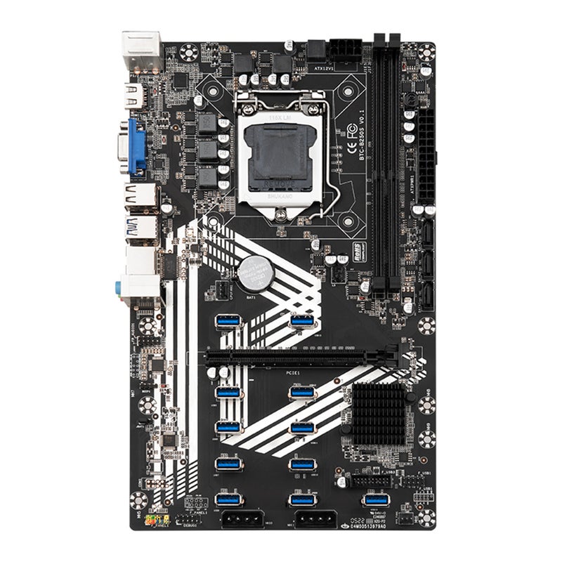 BTC-B250S Motherboard Support Intel Core/Pentium/Celeron LGA1151 6/7/8th Generation CPU Onboard VGA+HD 1*PCI-E 16X+11*USB3.0 Slots - Image 1
