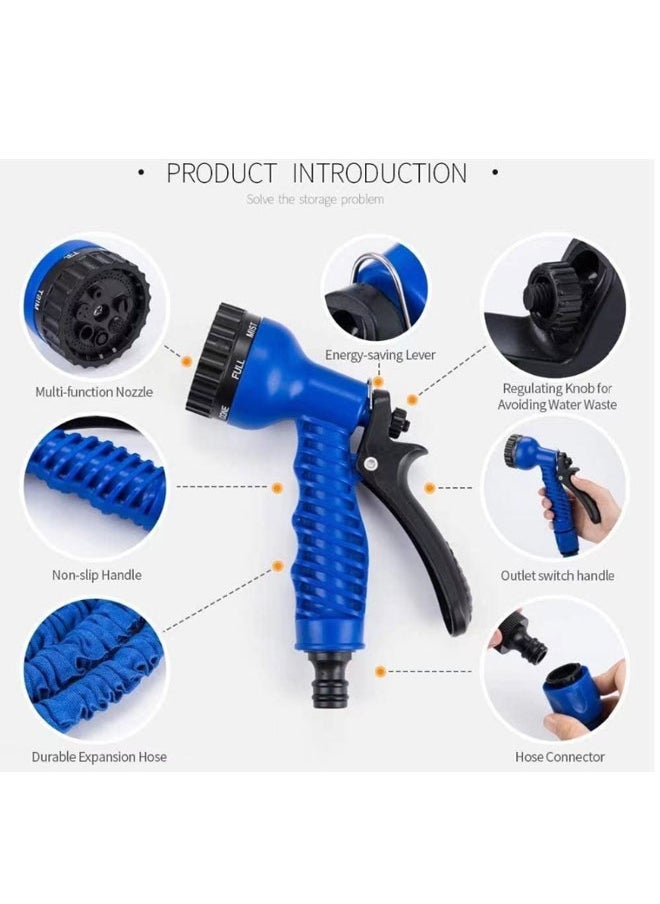 （Blue  100FT）7 - in - 1 Expandable Garden Hose (with American Adapter) - Car Washing and Gardening Watering Essential