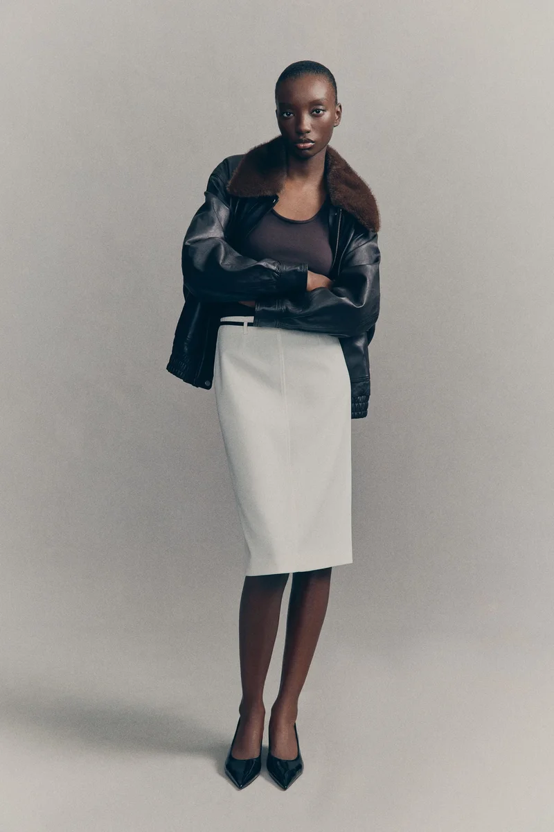 اتش اند ام تنورة بنسيل بحزام خصر