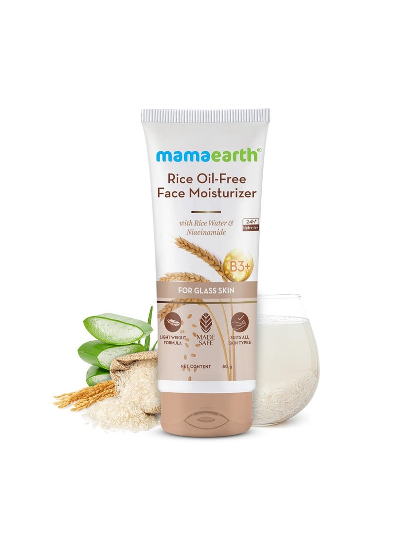Mamaearth Rice Oil Free Face Moisturizer for Oily Skin With Rice Water and Niacinamide for Glass Skin  80 g