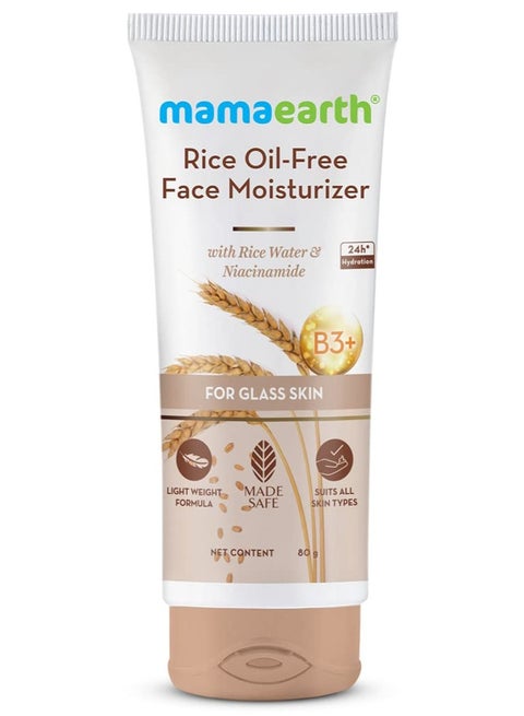Mamaearth Rice Oil Free Face Moisturizer for Oily Skin With Rice Water and Niacinamide for Glass Skin  80 g