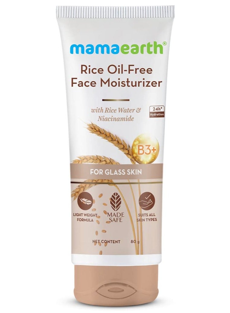 Mamaearth Rice Oil Free Face Moisturizer for Oily Skin With Rice Water and Niacinamide for Glass Skin  80 g