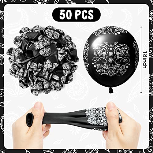 K1tpde 50PCS Black Bandana Balloons Cholo Gangsta Themed Balloons Set for Teens Cholo Theme Bandana Birthday Party Decor Western Party Supplies - Image 5