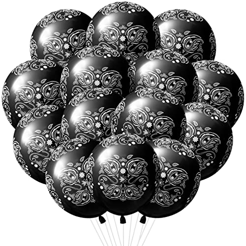 K1tpde 50PCS Black Bandana Balloons Cholo Gangsta Themed Balloons Set for Teens Cholo Theme Bandana Birthday Party Decor Western Party Supplies - Image 1