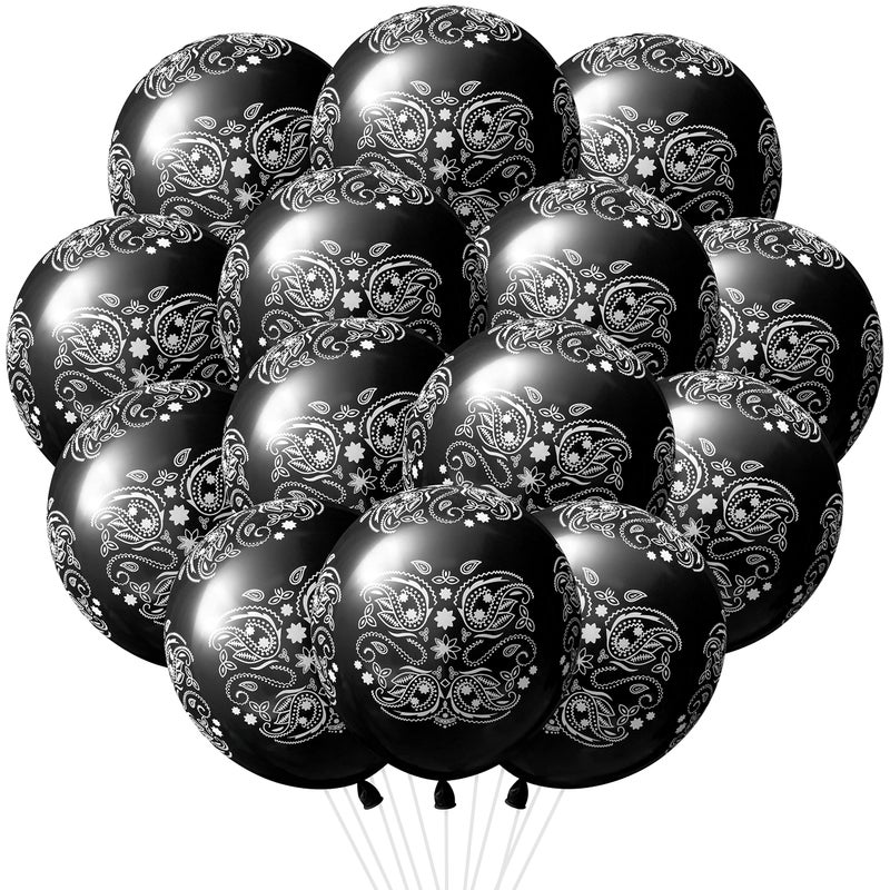 K1tpde 50PCS Black Bandana Balloons Cholo Gangsta Themed Balloons Set for Teens Cholo Theme Bandana Birthday Party Decor Western Party Supplies - Image 3