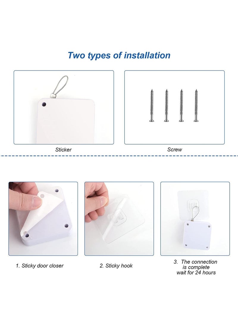 RATSAW Door Closer Punch-Free Automatic Sensor Door Closer Storm Door Closer Multifunctional Door Closer Sliding Auto Door Closer With Steel Drawstring For Bathroom Bedroom Study Room 2 Pack  - Image 5