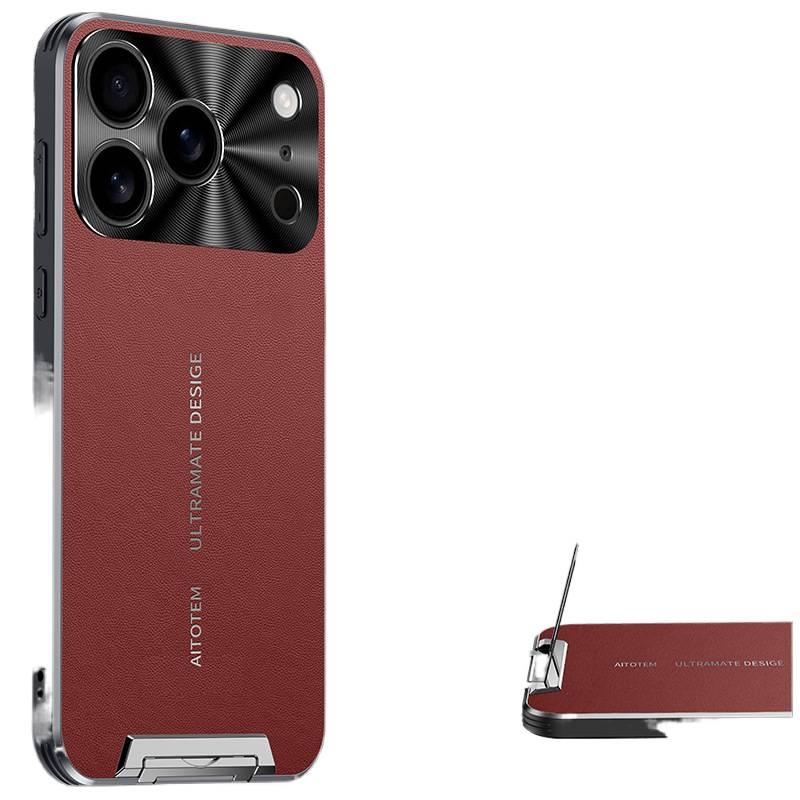 MS غطاء واقي، Elegant Brown ملمس جلد، حماية من السقوط، حامل قابل للطي، مقاوم للصدمات لـ iPhone 17 / 17 Air / 17 Pro / 17 Pro Max بوظيفة حامل باللون البني - Image 3