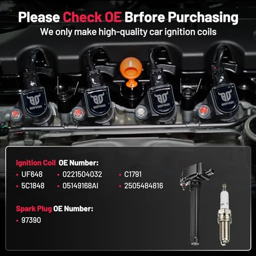 BDFHYK Ignition Coil Pack UF648 and Iridium Spark Plug 97390 Compatible with Jeep Grand Cherokee 2011-2015 Jeep Wrangler Dodge Charger Grand Caravan 2016 Chrysler 200 300 Jeep Coil Pack 3.6L Set of 6 - Image 5
