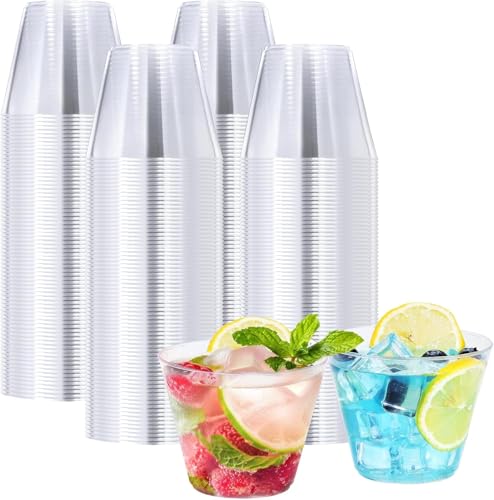 BYSNOW 100 Pack 9 oz Clear Plastic Cups Plastic Wine Cups for Cocktail Party Polystyrene Hard Cup with Higher Heat Resistance9oz 100count
